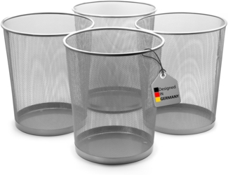 BigDean 4 Stück Papierkorb Mülleimer Büro silber 20L Draht – vielseitiger Mülleimer