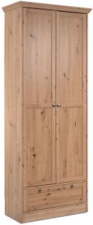 Kleiderschrank Garderobe Holz Eiche Schrank Massiv 2 Türen Garderobenschrank Kleidergarderobe Wäscheschrank Mehrzweckschrank