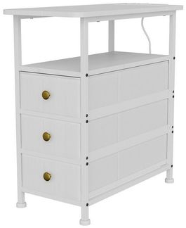 Furnishings Home Beistelltisch Ablagetisch Wohnzimmertisch mit Stauraum (1-St, Erhältlich in 3 Farben), schmal, Steckdosen und USB-Anschlüsse, 3 Ablagen