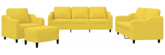 vidaXL 4-tlg. Sofagarnitur mit Kissen Hellgelb Stoff 3201783