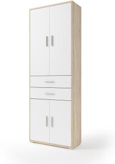 Aktenschrank >Clermont< (BxHxT: 79,1x221,2x35 cm) Sonoma/Eiche mit Absatz weiß