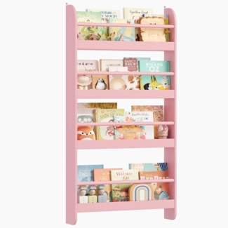 Homfa Kinderregal Kinderbücherregal Wandregal, Bücherregal mit 4 Ablagen aus Holz 112x58x12 cm