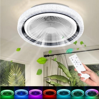 oyajia LED Deckenleuchte Musik RGB Deckenleuchte Deckenventilator 50cm, mit BT Lautsprecher, LED fest integriert, RGB, Leise Ventilator Dimmbar für Wohnzimmer, Schlafzimmer, Kinderzimmer