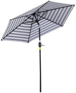 Outsunny Sonnenschirm Gestell, Stahl, im Freien Blauer Streifen, LxB: 230x230 cm, Terrassenschirm, Gartenschirm, Ø230 x 216 cm, Metall, Polyester