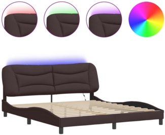 vidaXL Bettgestell mit LED ohne Matratze "Hvar" Dunkelbraun 180x200 cm Stoff 3213721