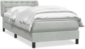 vidaXL Boxspringbett mit Matratze Hellgrau 90x220 cm Samt 3317889