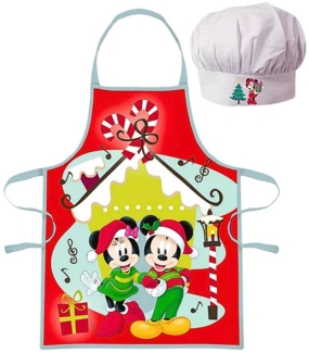 Disney Mickey Mouse Kochschürze Minnie & Mickey Maus Weihnachten, (2-tlg), Kinder Koch-Set 2 tlg. Backschürze + Chefmütze