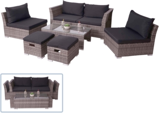 Poly-Rattan Garnitur HWC-J36, Balkon-/Garten-/Lounge-Set Sitzgruppe Sofa ~ grau, Kissen schwarz