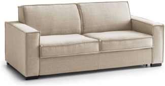 Dmora 2-Sitzer festes Sofa Aglientu, Wohnzimmersofa aus Stoff, mit schmalen Armlehnen, 100 % Made in Italy, cm 160x95h90, Beige