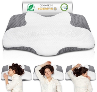MULISOFT Nackenstützkissen Kopfkissen aus Memory Schaum 12cm Schlafkissen Nackenstützkissen, Füllung: Memory-Foam, Rückenschläfer, Seitenschläfer, Bauchschläfer, Ergonomisches Kissen, Nackenstützkissen gegen Nackenschmerzen