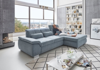 Die PlanBar Ecksofa MP-IN16037 L-Form mit Federkern-Polsterung, mit Sitztiefenverstellung & Zierkissen