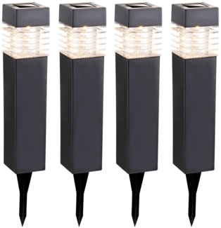 LED Solarlampen, IP44, grau, H 38,5cm, 4er Set
