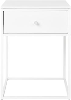 Beistelltisch, 1 Schublade, weiß, weißes Gestell, 40 x 40 x 55 cm
