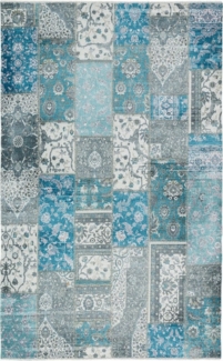 Tesso Living Designteppich MICHELE, Teppich Vintage Look, bunt, Patchwork, Rechteckig, Wohnzimmerteppich, Flachgewebe Print, rutschfest & waschbar