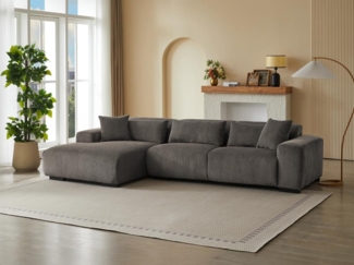 Vente-unique - Linkes Ecksofa aus taupefarbigem Cordsamt OVENTINO von Maison Céphy