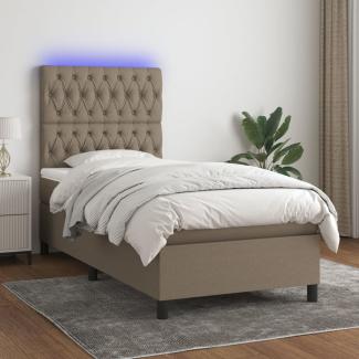 vidaXL Boxspringbett mit Matratze & LED Taupe 100x200 cm Stoff 3135097