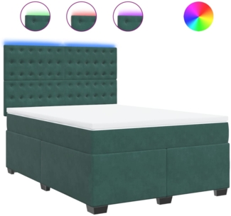vidaXL Boxspringbett mit Matratze Dunkelgrün 140x190 cm Samt 3293221