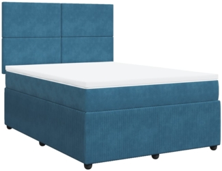 vidaXL Boxspringbett mit Matratze Dunkelblau 160x200 cm Samt 3292380