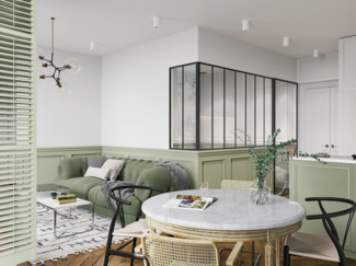 Vente-unique - Glaswand Ecklösung - 210 x 60 x 130 cm - thermolackiertes Aluminium - Schwarz - BAYVIEW