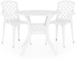 vidaXL 3-tlg. Bistro-Set Aluminiumguss Weiß 3070585