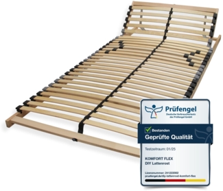 7 Zonen Lattenrost 140x190 mit verstellbarem Kopfteil - Ergonomischer Lattenrost 7 Zonen und stabilem Buchenholzrahmen, 28 flexible Federholzleisten, MADE IN GERMANY, Traglast ca. 150Kg