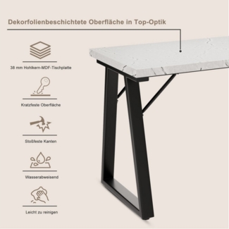 HOMAVO Essgruppe 5-teilig – Esstisch mit 4 Polsterstühlen, modern & vielseitig, 2-in-1 Essgruppe mit modernen Materialien und platzsparendem Design