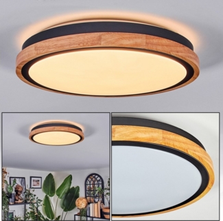 hofstein Deckenleuchte Deckenlampe aus Metall/Holz/Kunststoff in Natur/Schwarz/Weiß, ohne Leuchtmittel, 3000 Kelvin, Leuchte im moderne Design (29,5cm), 16 W, 1700 Lumen, 3000 Kelvin