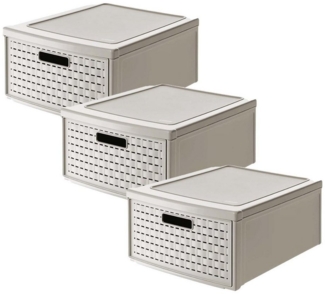 ROTHO Aufbewahrungsbox 3er-Set Schubladenbox COUNTRY 19l