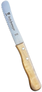SMI Brötchenmesser Brötchenmesser Wellenschliff Buchenholz Frühstücksmesser Buckelsmesser, nicht spülmaschinenfest
