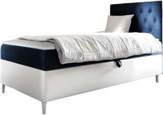 Boxspringbett 'Lenda Junior 1', dunkelblau, 80 x 200 cm, Rechts