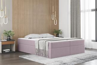 Boxspringbett Schlafzimmerbett PRIMA 140x200cm Stoff Rosa inkl. Bettkasten