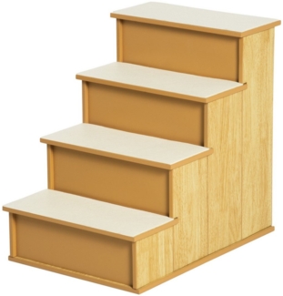 PawHut Haustiertreppe 4-stufig mit rutschfester Matte (Katzentreppe, 1-St, Hundetreppe), Rutschfeste Stufen mit abnehmbaren Teppichen