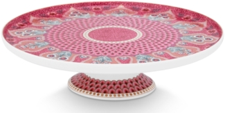 PiP Studio Servierplatte Flower Festival mini Kuchenpla. scal. dark p. 21cm, Porcelain, (Platten), Mini Cake Tray Flower Festival Scallop Deco Dark Pink 21cm