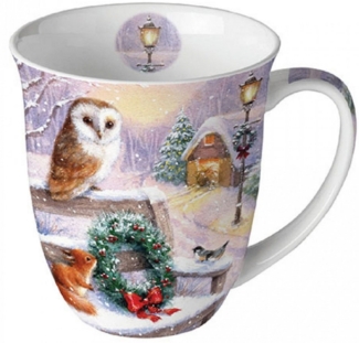 Ambiente Luxury Paper Products Becher Blumen, Frühling, Vogel, Sommer, Blossom, Mug, Winter Motiv, Porzellan Tasse, Winter, Eulen, Eichhörnchen, Adventskranz, SchneeMotiv, Frühling, Herbst, Kollektion, Tischdeko, als Geschenk geeignet