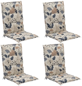 GO-DE Polsterauflage Stuhlauflage XIMULI, B 50 x L 108 cm, Creme, Blau, (Set, 4 St), für Mittellehner-Stühle