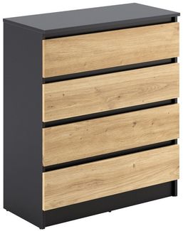Home Collective Kommode mit 4 Schubladen Kommode schmal Holz Schrank (Highboard Anrichte Schlafzimmer Wohnzimmer Flur Büro Organizer), Kommode 76 cm breit Schrank mit Schubladen Anthrazit / Artisan Eiche