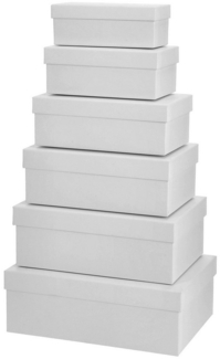 CEPEWA Aufbewahrungsbox Boxenset 6er Set weiß 6 Größen Karton Schachteln Boxen Geschenk