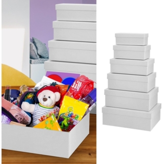 CEPEWA Aufbewahrungsbox Boxenset 6er Set weiß 6 Größen Karton Schachteln Boxen Geschenk