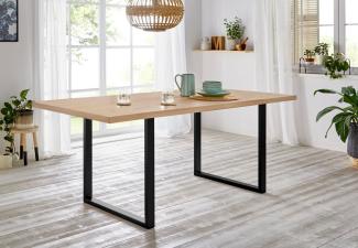 FORTE Tables Esstisch, Holzwerkstoff, Braun/Schwarz, 160 x 74,7 x 90 cm