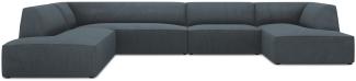 Micadoni 7-Sitzer Panorama Ecke links Sofa Ruby | Bezug Blue | Beinfarbe Black Plastic