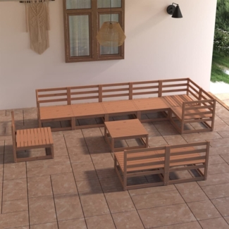 vidaXL 10-tlg. Garten-Lounge-Set Honigbraun Massivholz Kiefer 3075642