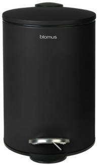 Blomus Treteimer Tubo, Abfalleimer, Bad Mülleimer, Stahl pulverbeschichtet, Kunststoff, Black Matt, 3 L, 69214