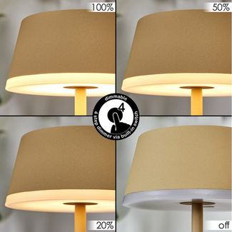 hofstein Tischleuchte 2er Set Tischlampen dimmbar aus Metall/Kunststoff in Sandfarben/Weiß, ohne Leuchtmittel, Tischleuchten Innen und Außen mit Touchdimmer, USB-C, Akku, IP44