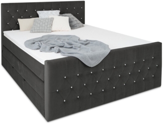 wonello Boxspringbett Sira, mit Bettkasten, Matratzen und wonello premium Topper, Samt + Kristalle