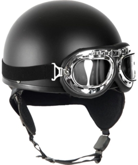 Mil-Tec Schutzhelm Retro Helm Halbschale mit Brille