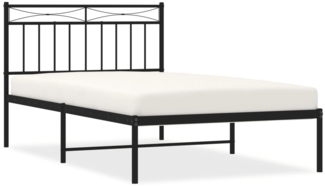 vidaXL Bettgestell mit Kopfteil Metall Schwarz 100x200 cm 373686