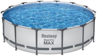 Bestway Steel Pro Max™ Frame Pool Komplett-Set Mit Filterpumpe Ø 427 X 107 Cm, Lichtgrau, Rund
