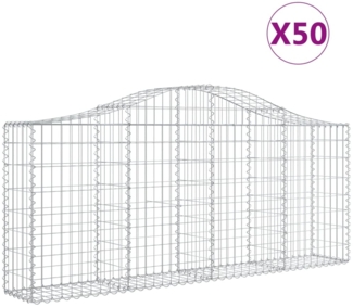 vidaXL Gabionen mit Hochbogen 50 Stk. 200x30x80/100cm Verzinktes Eisen 3145428