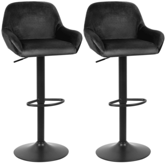 JEOBEST Barhocker Barstühle Samt Barstuhl Designer Hocker mit Rückenlehne (2er Set), mit Fußstütze, Barstuhl höhenverstellbar drehbar
