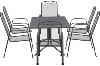 SIENA GARDEN Elda Set 7-teilig Stapelsessel + Tisch 140 6 x Stapelsessel + 1 x Tisch 140 x 90 cm